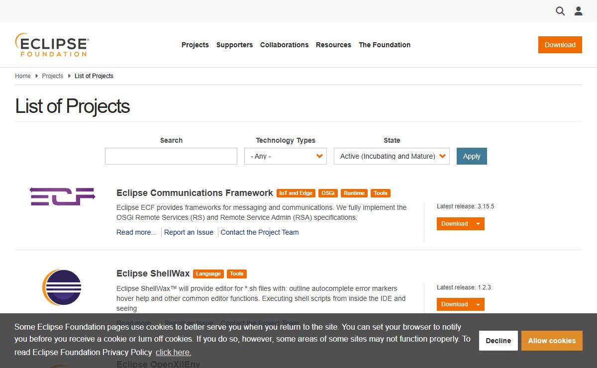 List of Projects | projects.eclipse.org