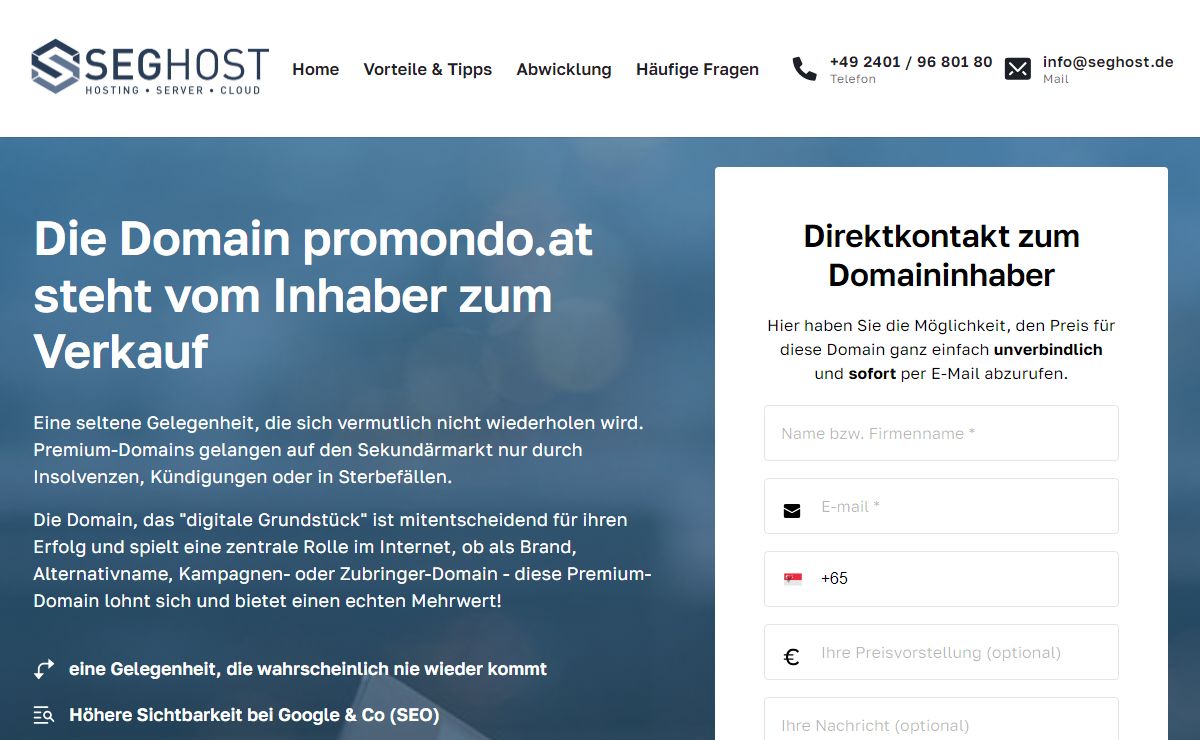 promondo.at steht zum Verkauf