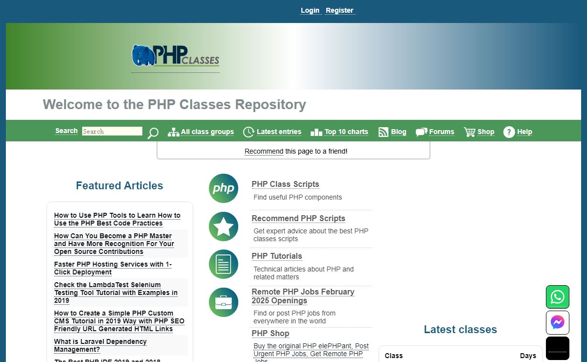 Welcome to the PHP Classes Repository - PHP Classes