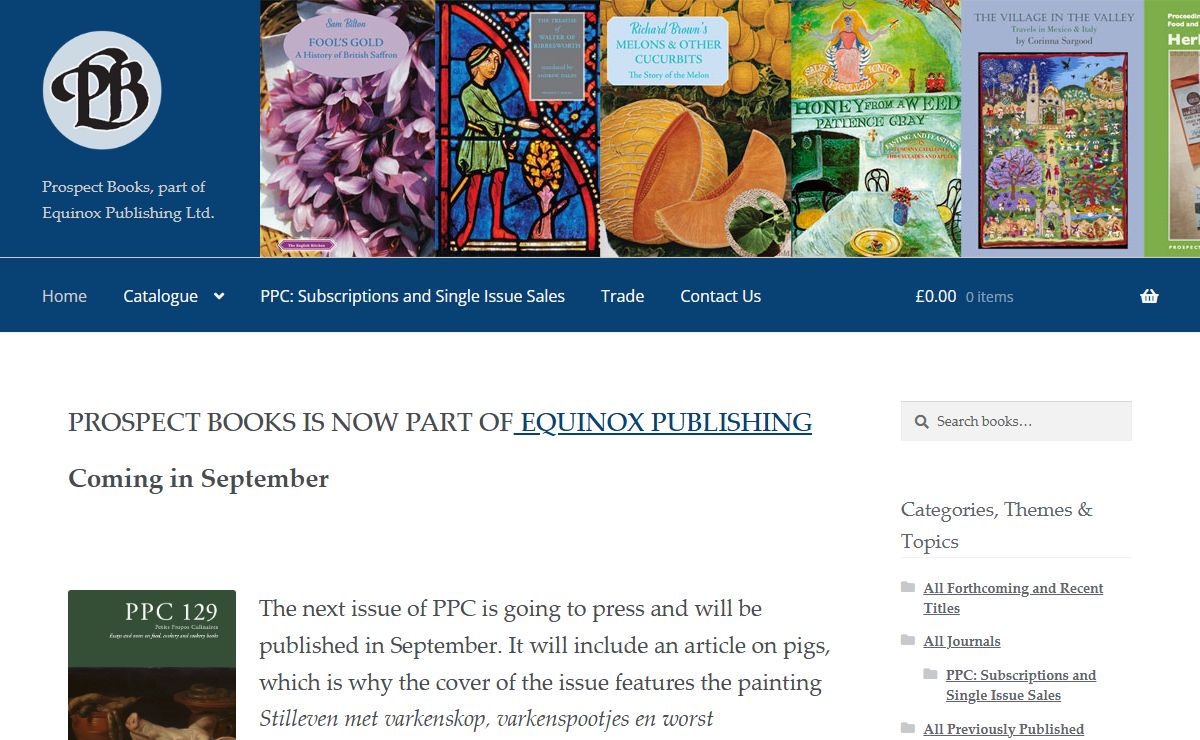 Prospect Books | Books about cookery and food history