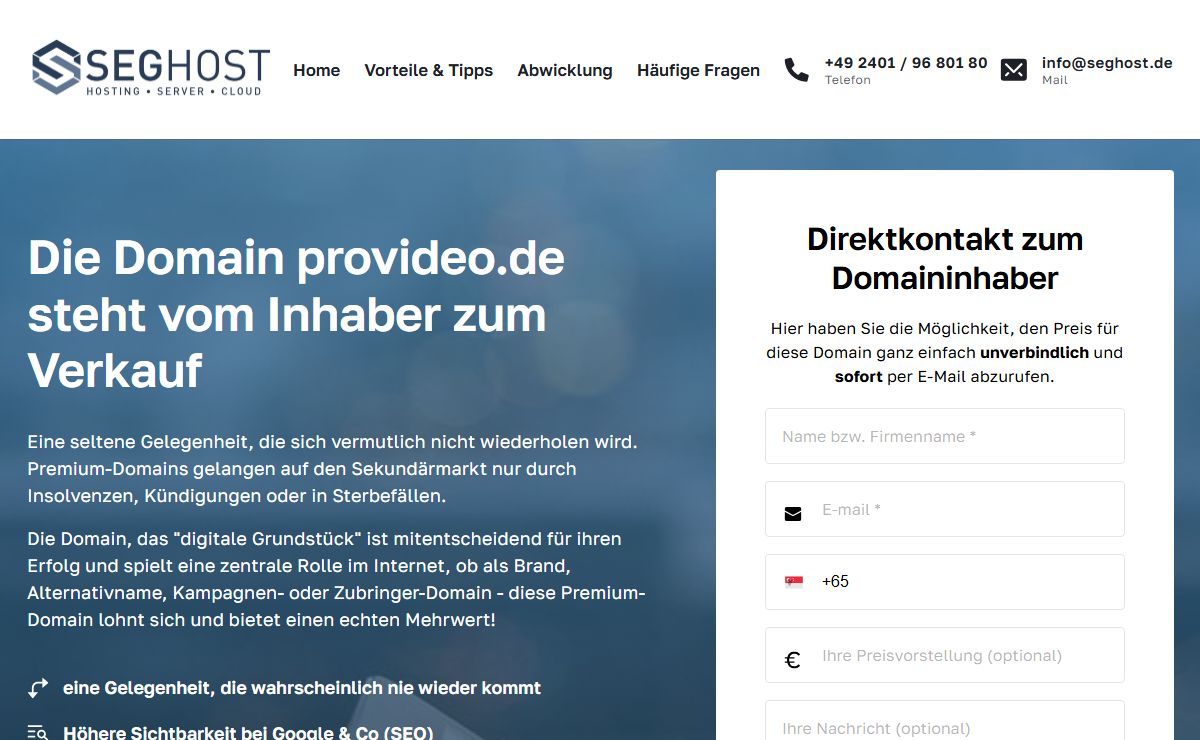 provideo.de steht zum Verkauf