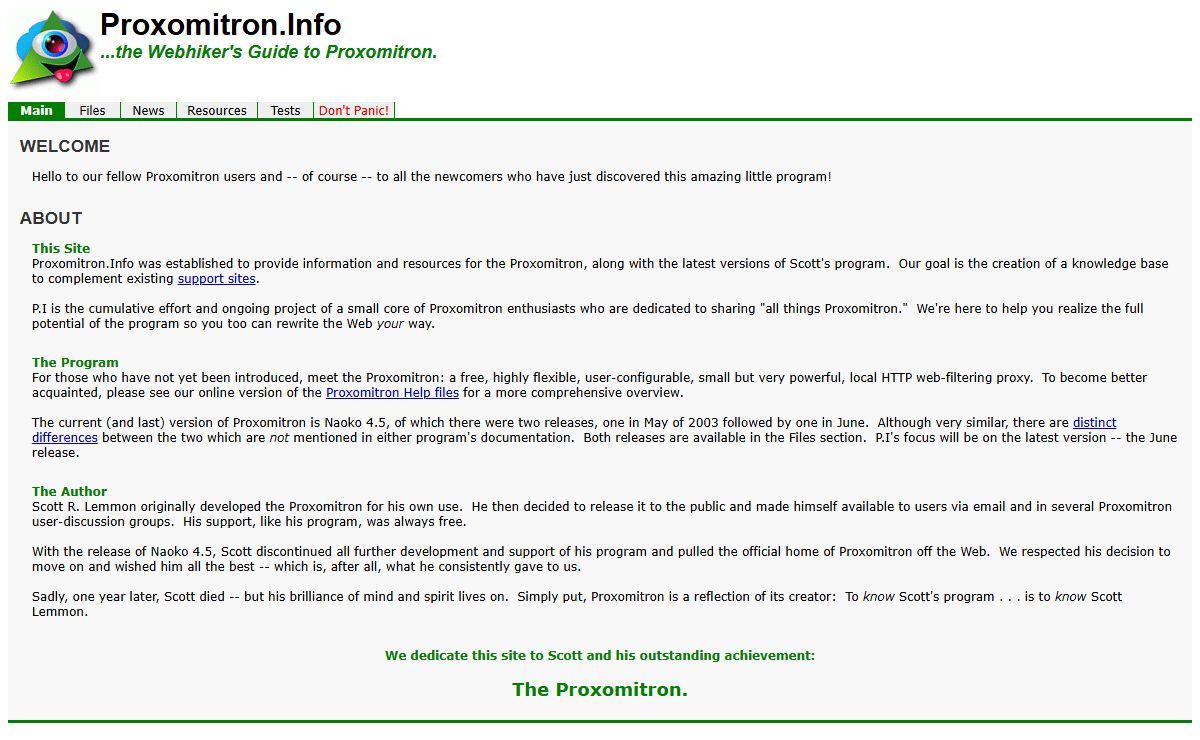 Proxomitron.Info ...the Webhiker's Guide to Proxomitron.