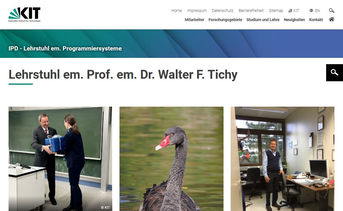 KIT - Prof. em. Dr. Walter F. TichyStartseite