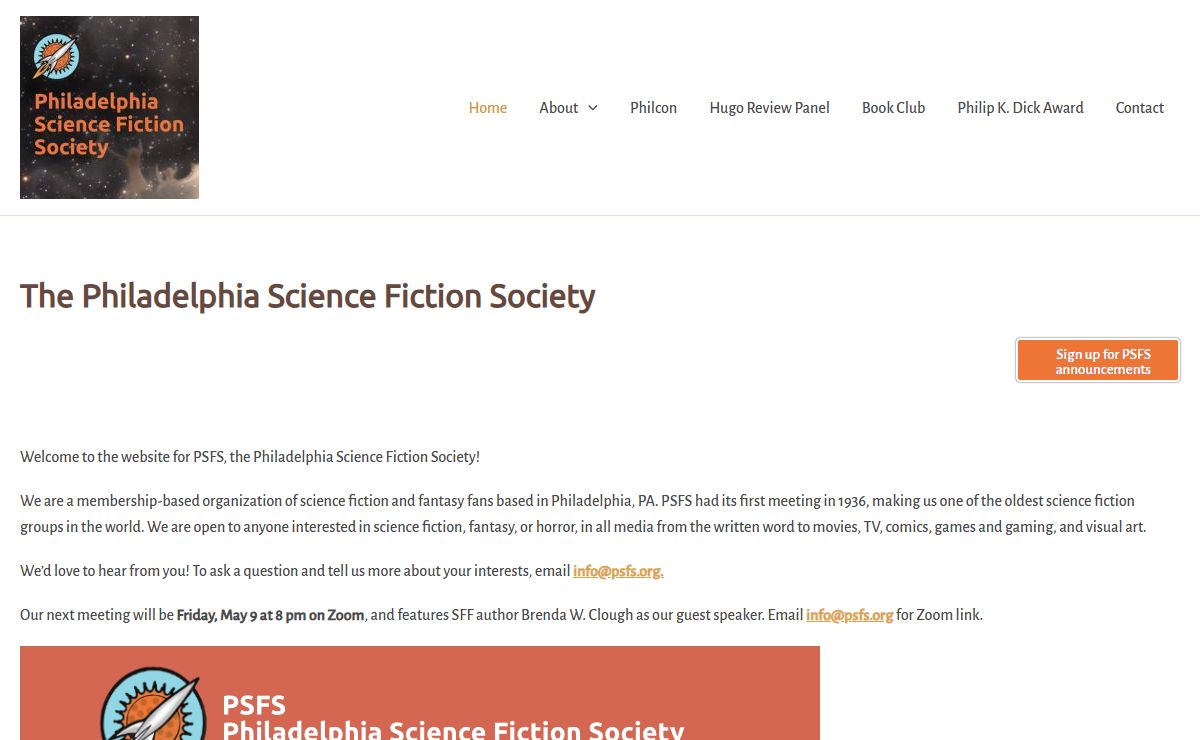 Philadelphia Science Fiction Society – The Philadelphia Science Fiction Society, a 501(c)3