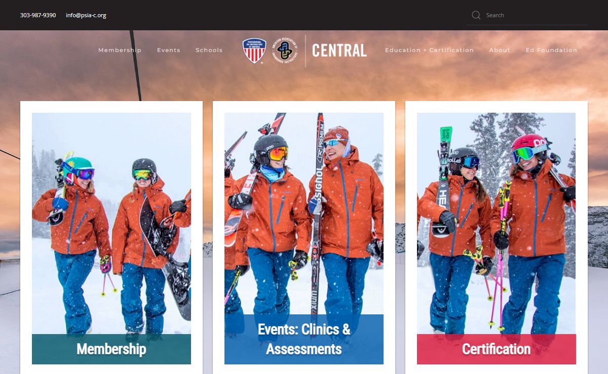 PSIA-AASI-C – The Professional Ski Instructors of America and American Assosciation of Snowboard Instructors Central Division.