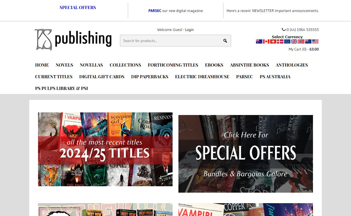 PS Publishing UK publisher of SF, fantasy & horror