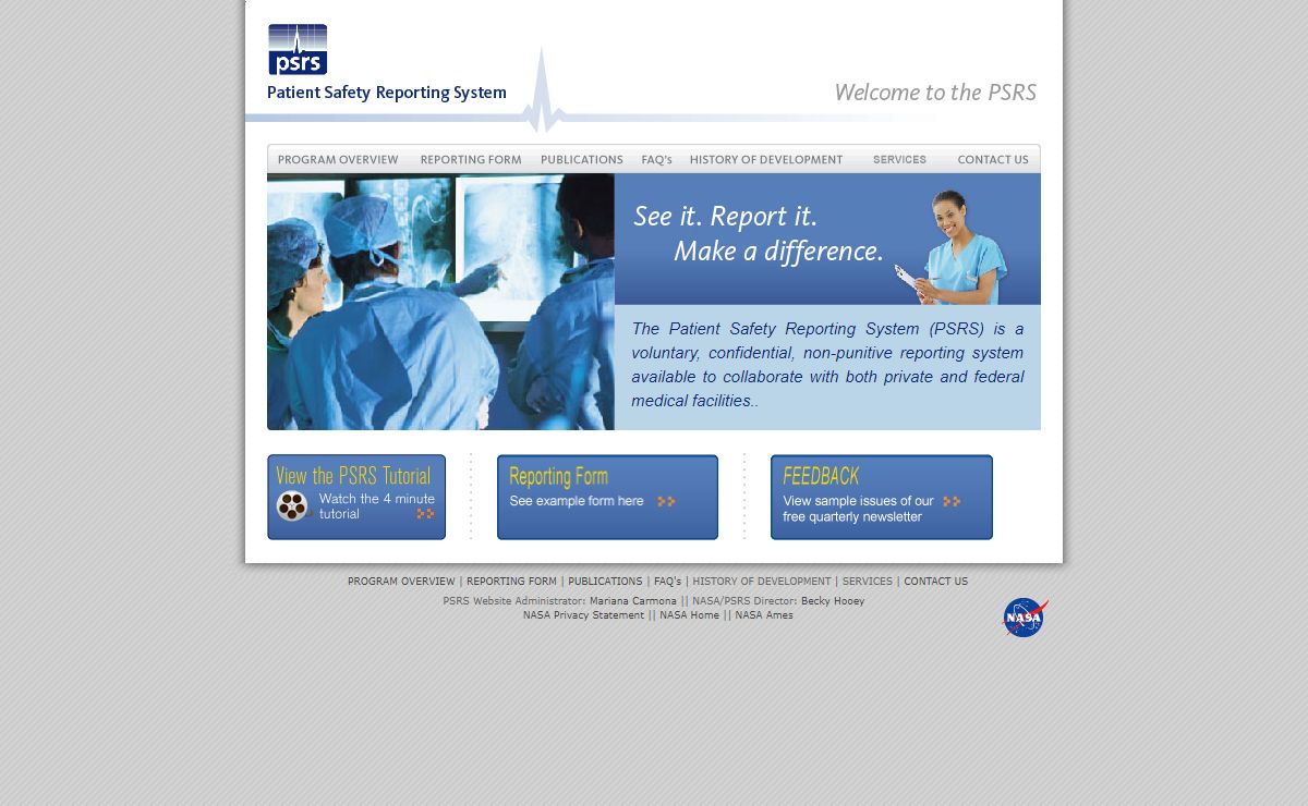 The Patient Safety Reporting System - Welcome to the PSRS