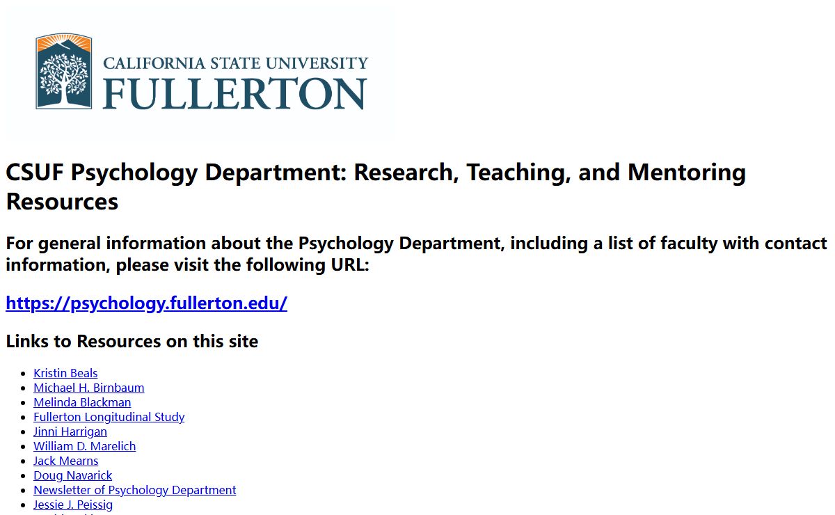 CSUF Psychology Department Research and Teaching Materials