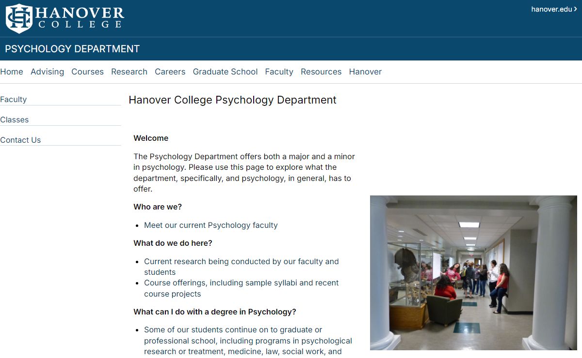 Hanover College Psychology Department : Psychology Department : Hanover College