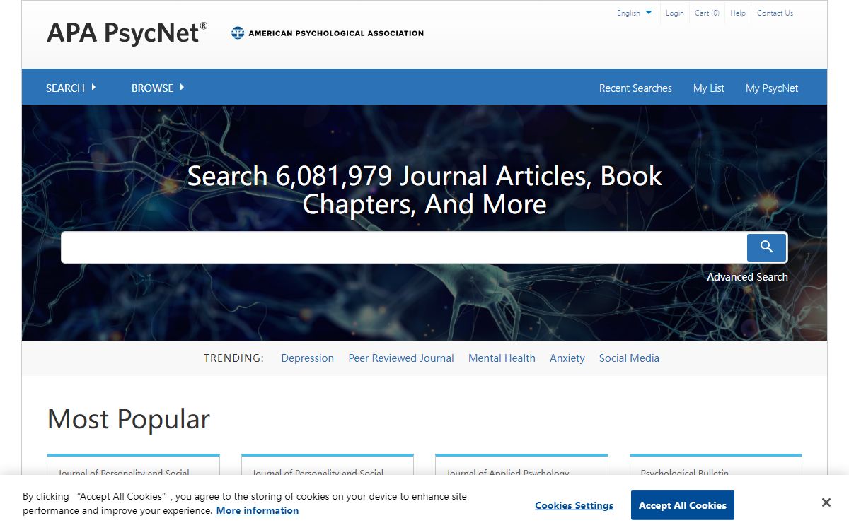 APA PsycNet Home Page