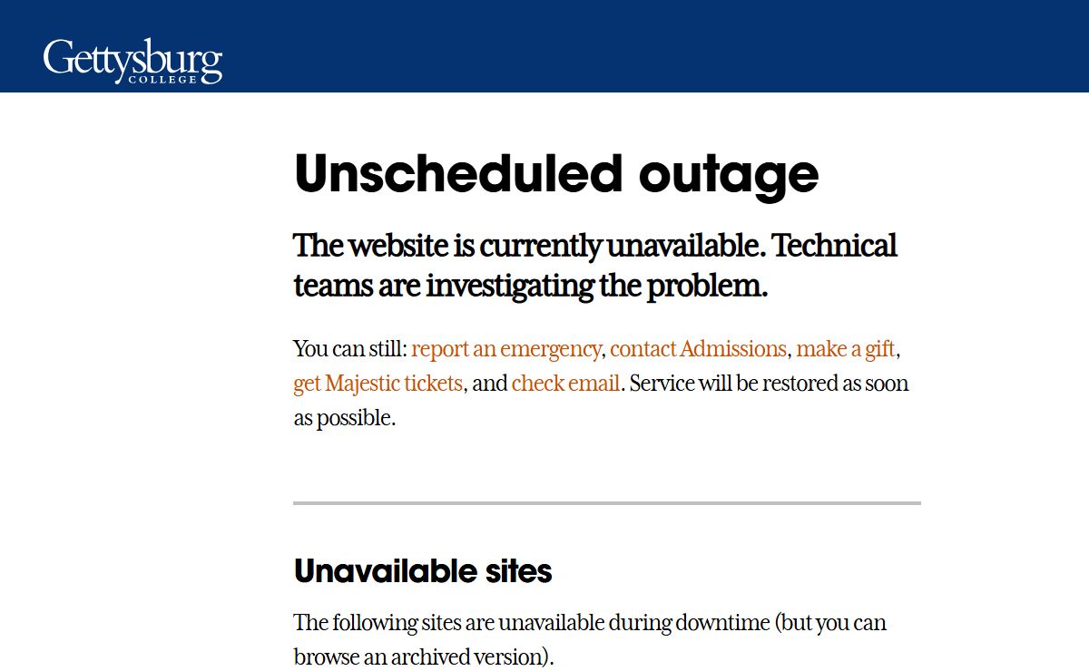 Unscheduled outage - Gettysburg College