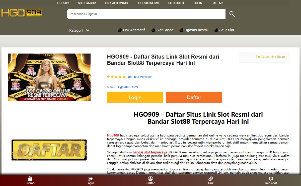 HGO909 - Daftar Situs Link Slot Resmi dari Bandar Slot88 Terpercaya Hari Ini