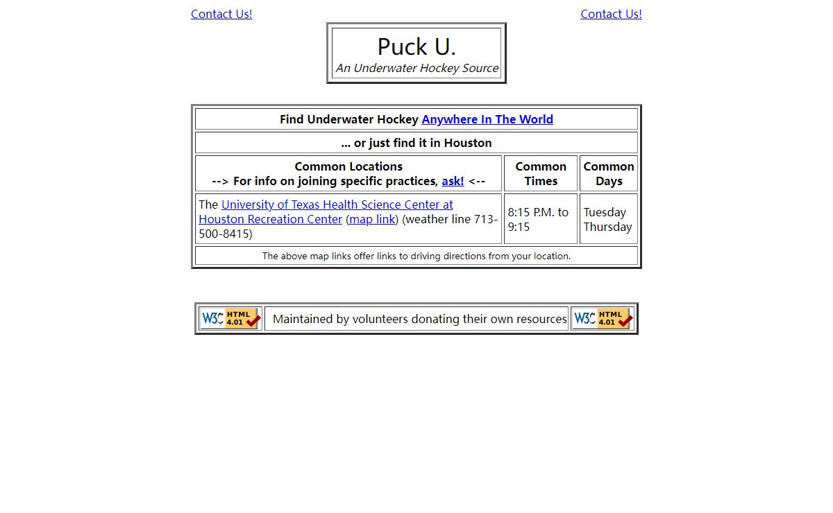 Puck U. -- Underwater Hockey Information