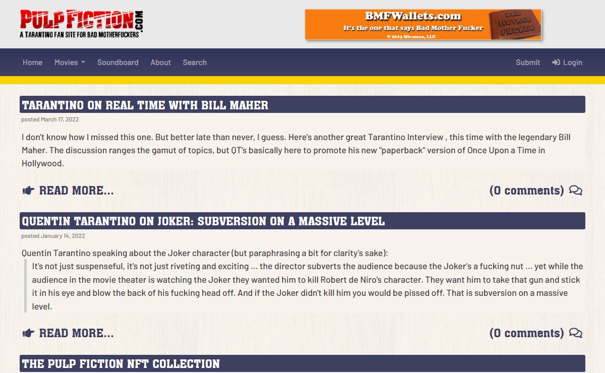 PulpFiction.com: a Tarantino fansite
