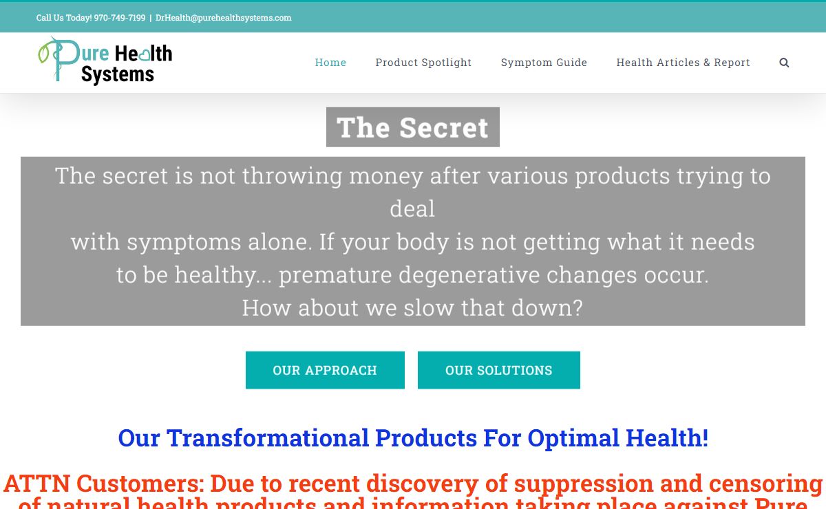 Natural Health Support | Supplement USA | Pure Health Systems