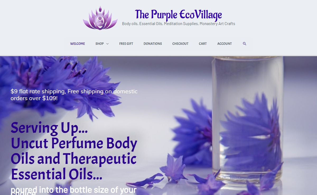 The Purple EcoVillage – Body oils, Essential Oils, Meditation Supplies, Monastery Art Crafts