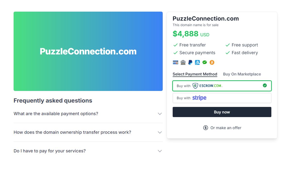 Domain Name For Sale - PuzzleConnection.com