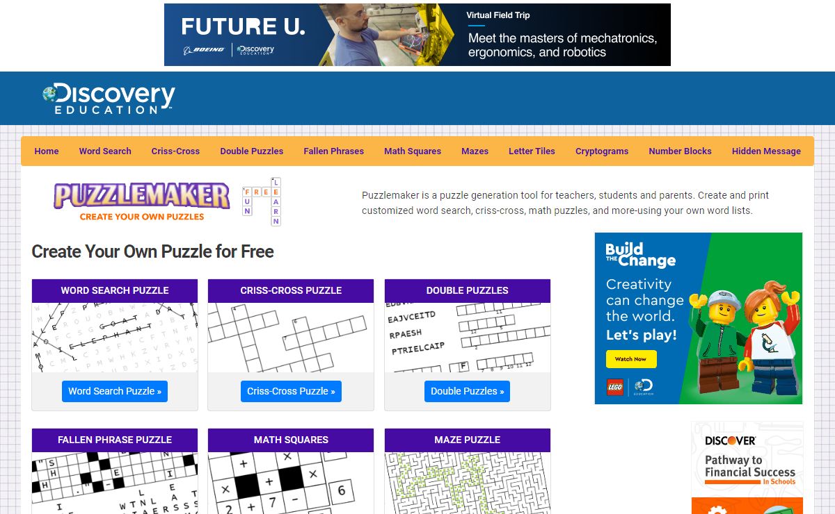 Online Puzzlemaker | Create Your Own Puzzle | Discovery Education Puzzlemaker
