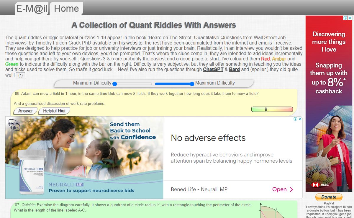 A Collection of Quant Riddles With Answers