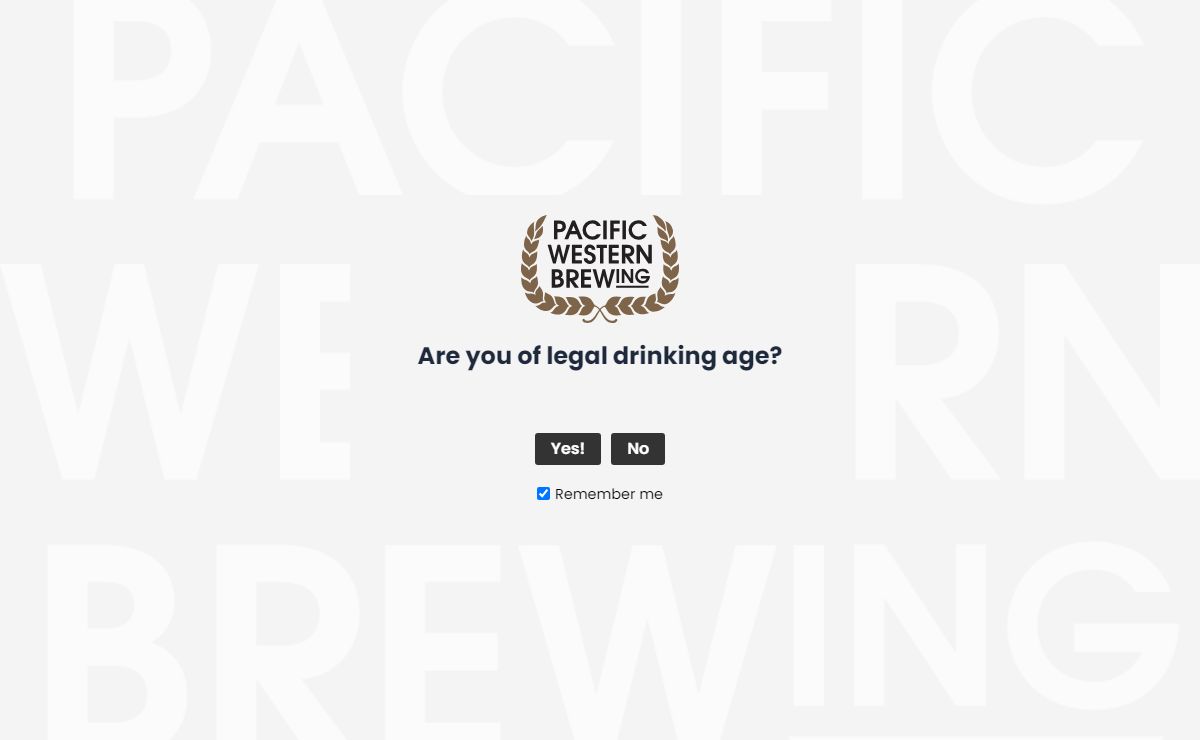 Age Verification - Pacific Western Brewing