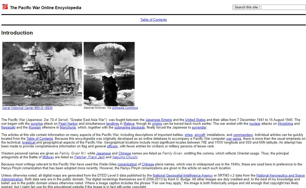 Introduction to the Pacific War Online Encyclopedia