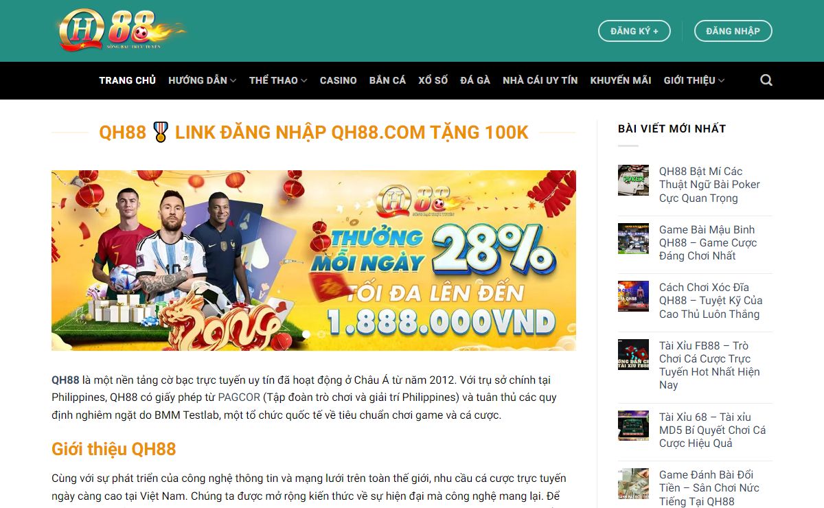 QH88 🎖️ Link Đăng Nhập QH88.COM Tặng 100K