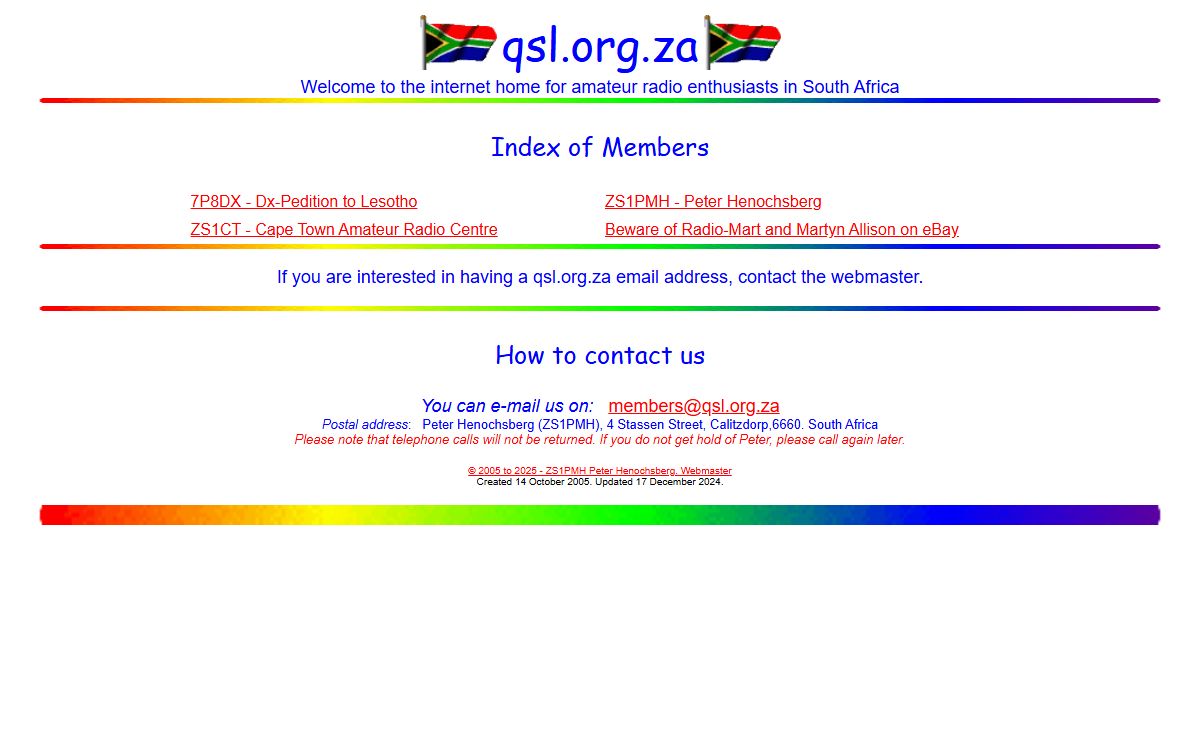 qsl.org.za - The Internet Home of Amateur Radio Enthusiasts in South Africa