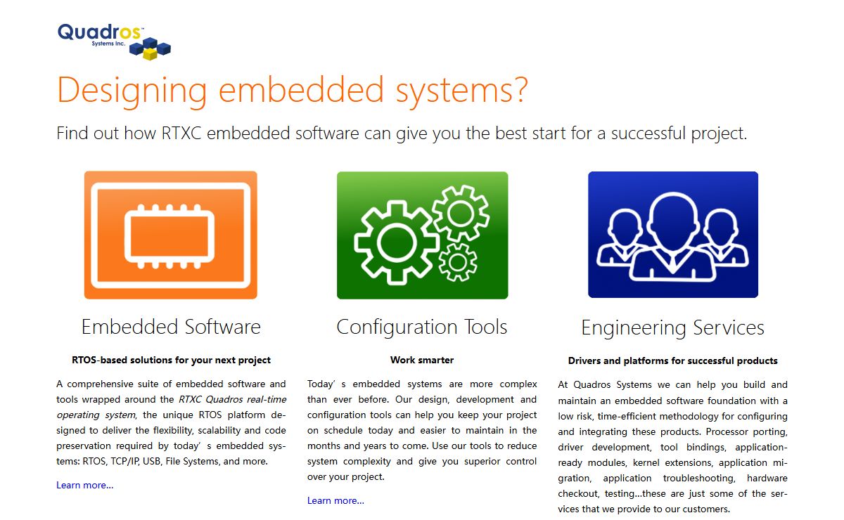 Quadros Systems, Inc. | RTOS, Tools, TCP/IP, USB, File Systems for Embedded Development