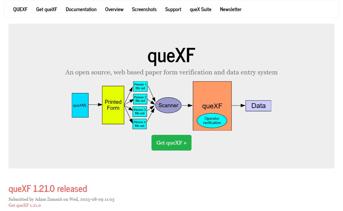 queXF | An open source, web based paper form verification and data entry system