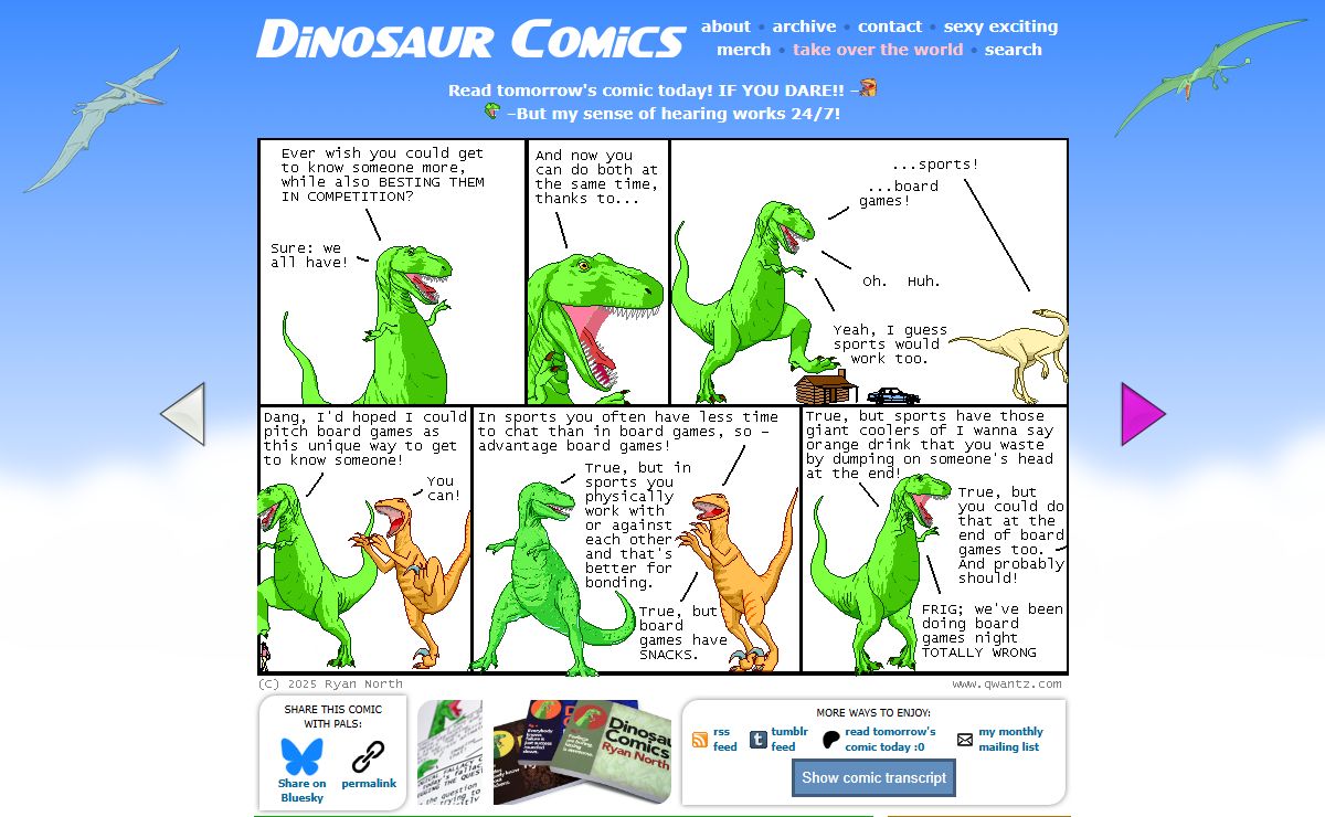 Dinosaur Comics - May 2nd, 2025 - awesome fun times!