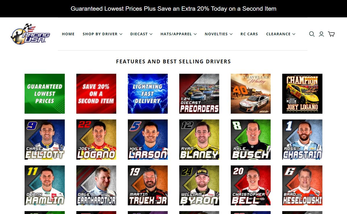 RacingUSA NASCAR Diecast, NASCAR T-Shirts, NASCAR Hats, Merchandise