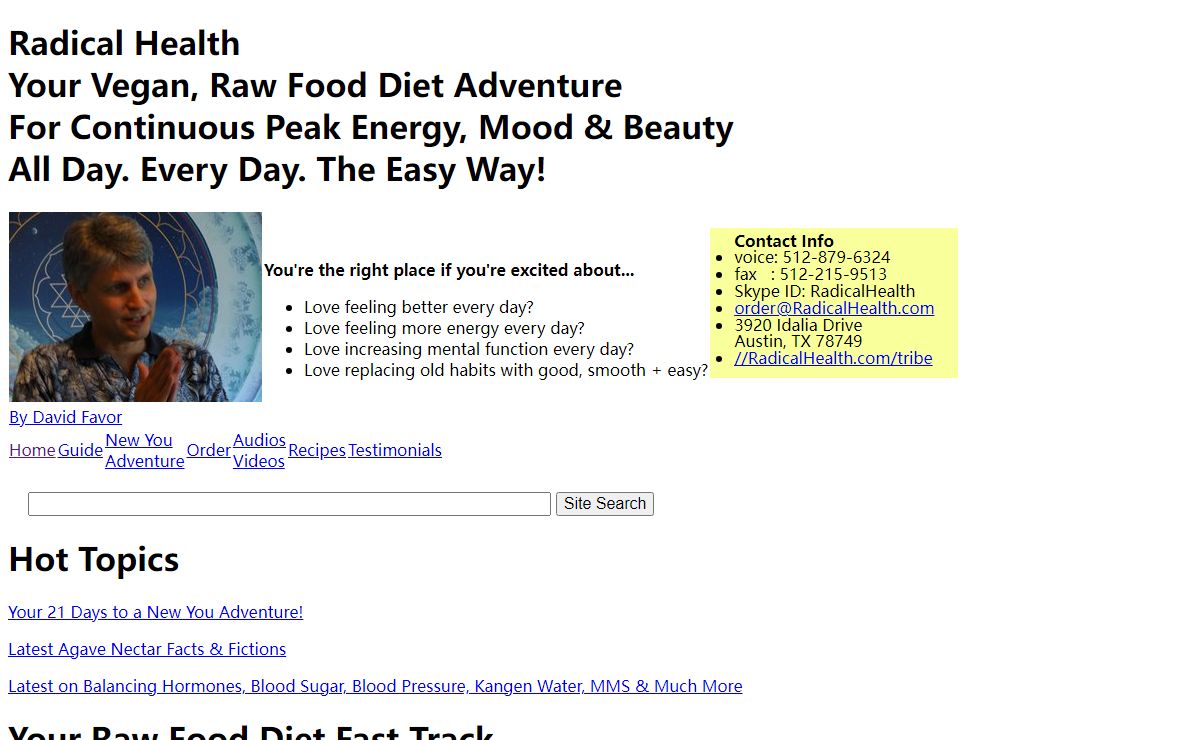 Radical Health, Your Vegan, Raw Food Diet Adventure