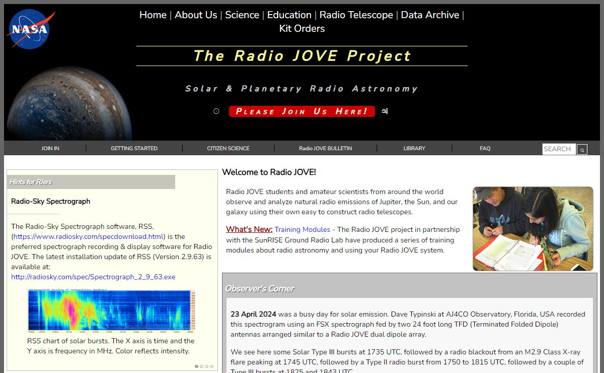 NASA's Radio JOVE Project: Home Page