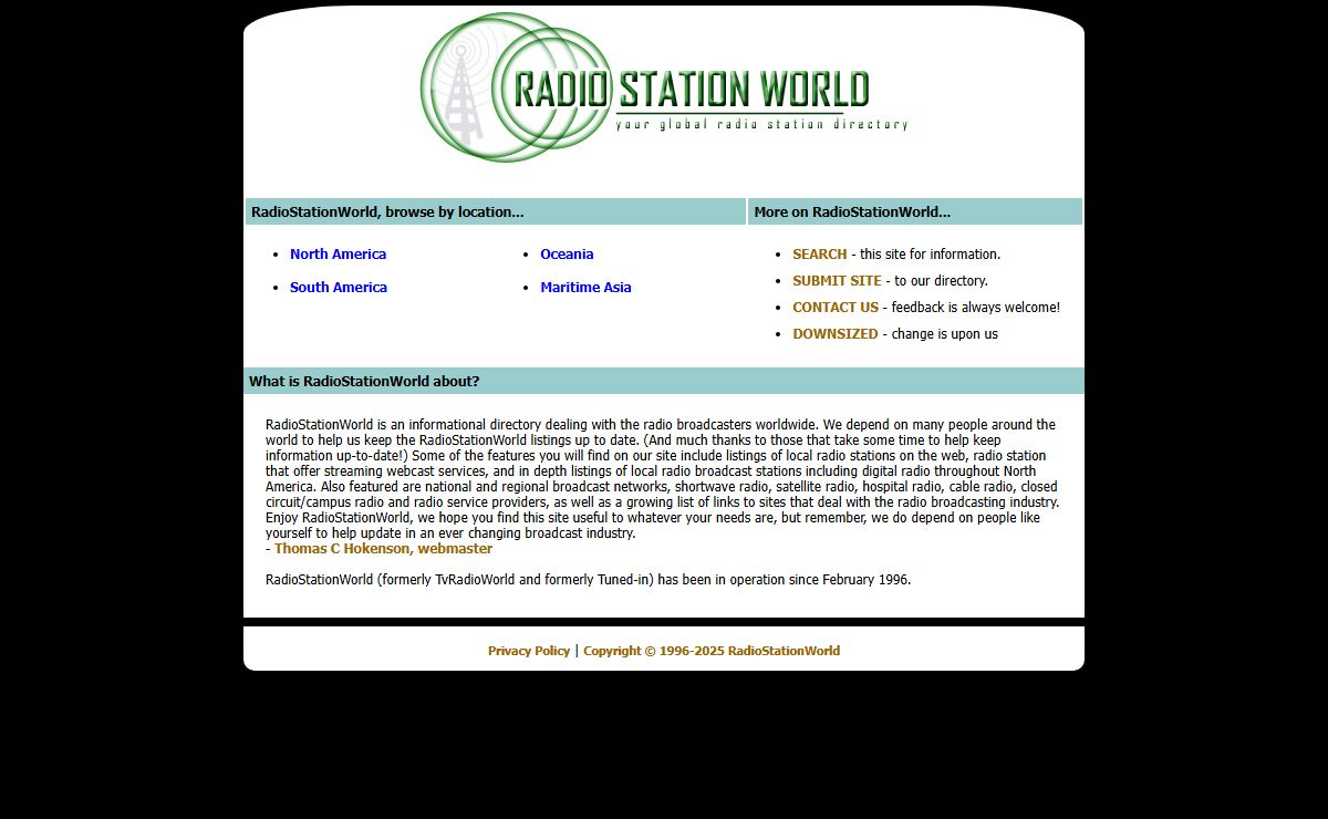 RadioStationWorld - Radio Broadcast Directory and Listing of Radio Stations on the Web