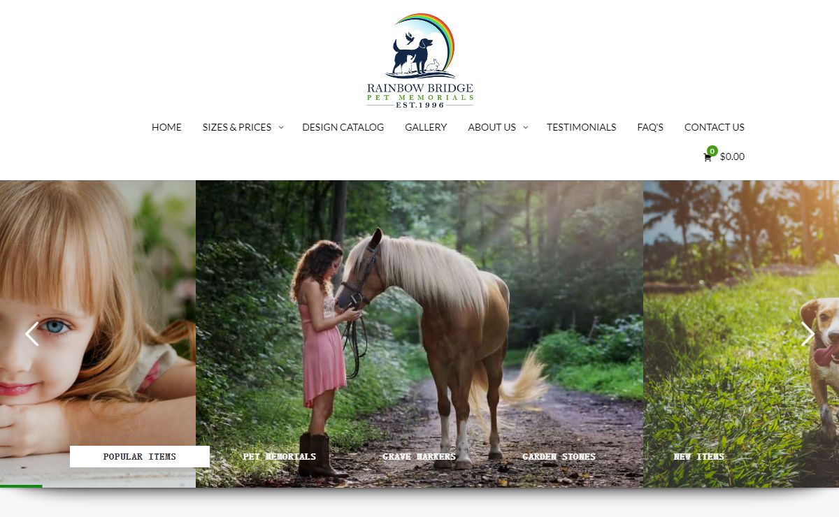 Rainbow Bridge Pet Memorials | Pet Memorials and Pet Grave Markers of Extraordinary Quality