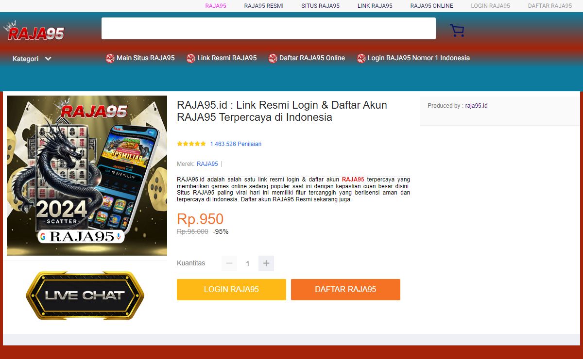 RAJA95.id : Link Resmi Login & Daftar Akun RAJA95 Terpercaya di Indonesia