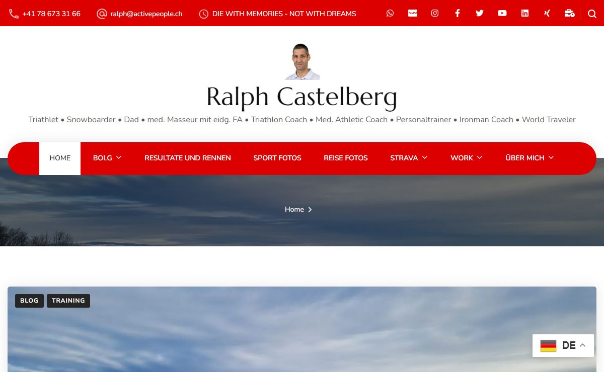 Ralph Castelberg - Triathlet • Snowboarder • Dad • med. Masseur mit eidg. FA • Triathlon Coach • Med. Athletic Coach • Personaltrainer • Ironman Coach • World Traveler