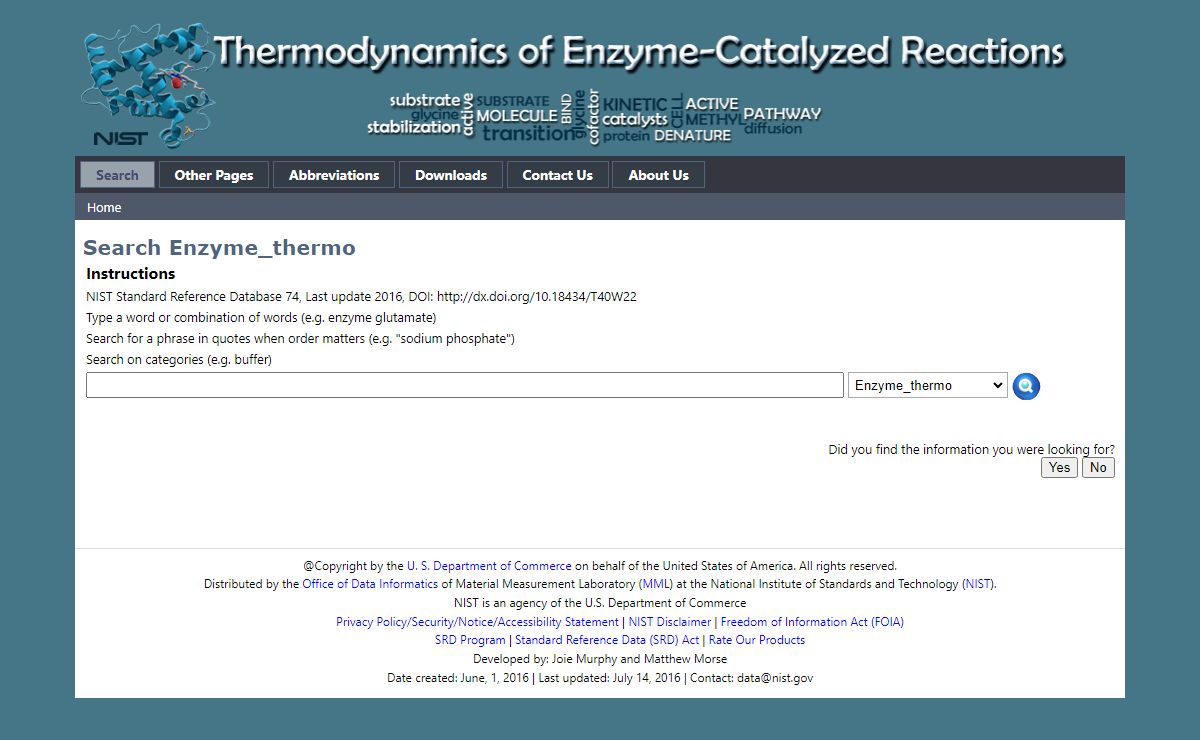 Enzyme Thermodynamic Database