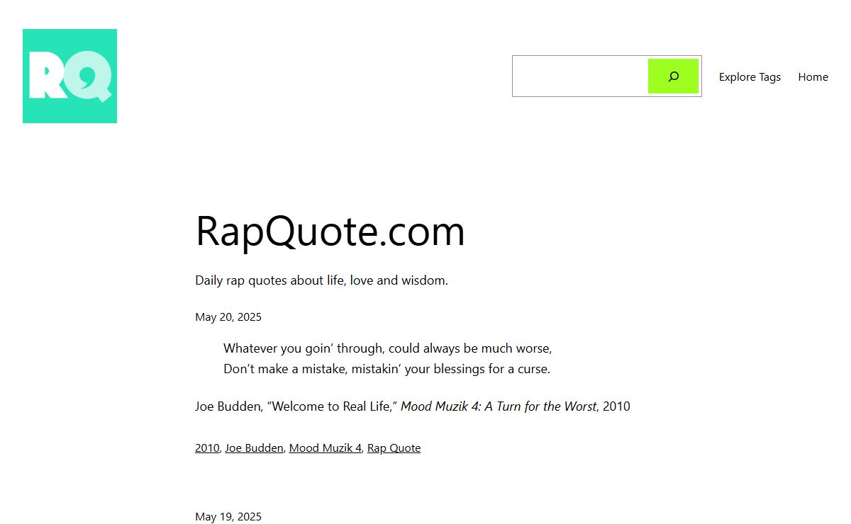 Rap Quote - Classic rap lyrics about life, love, money and more.