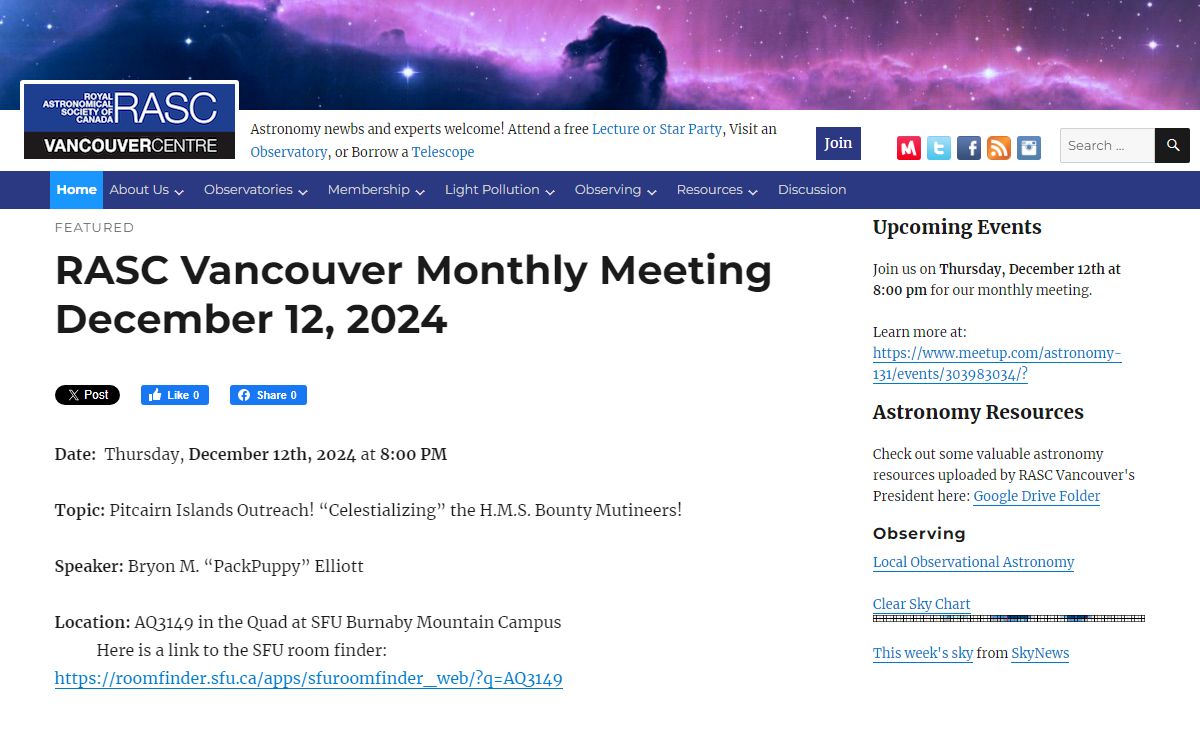 RASC Vancouver – Vancouver Centre of the Royal Astronomical Society of Canada