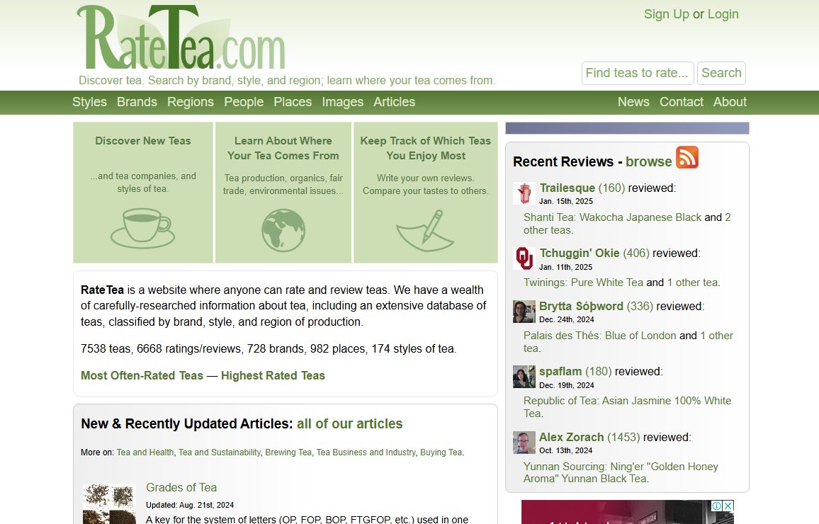 Tea Ratings & Reviews | RateTea