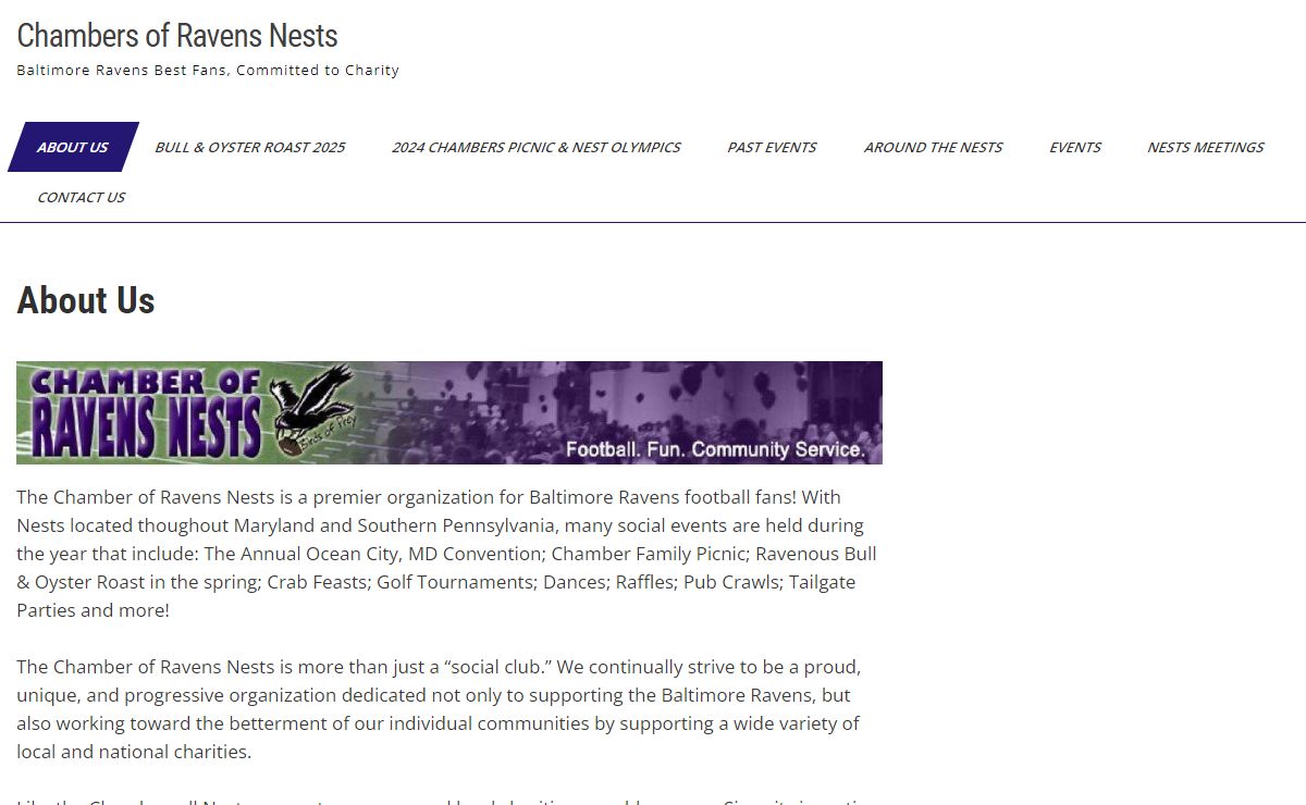 Chambers of Ravens Nests – Baltimore Ravens Best Fans, Committed to Charity
