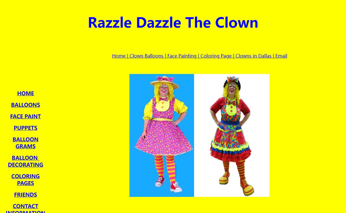 Razzle Dazzle The Clown Dallas area Clowns,Face Painters,Balloon Artist,Kids clown,Birthday Party Clowns,Balloon Decorating,Balloon Grams,Clown Magic