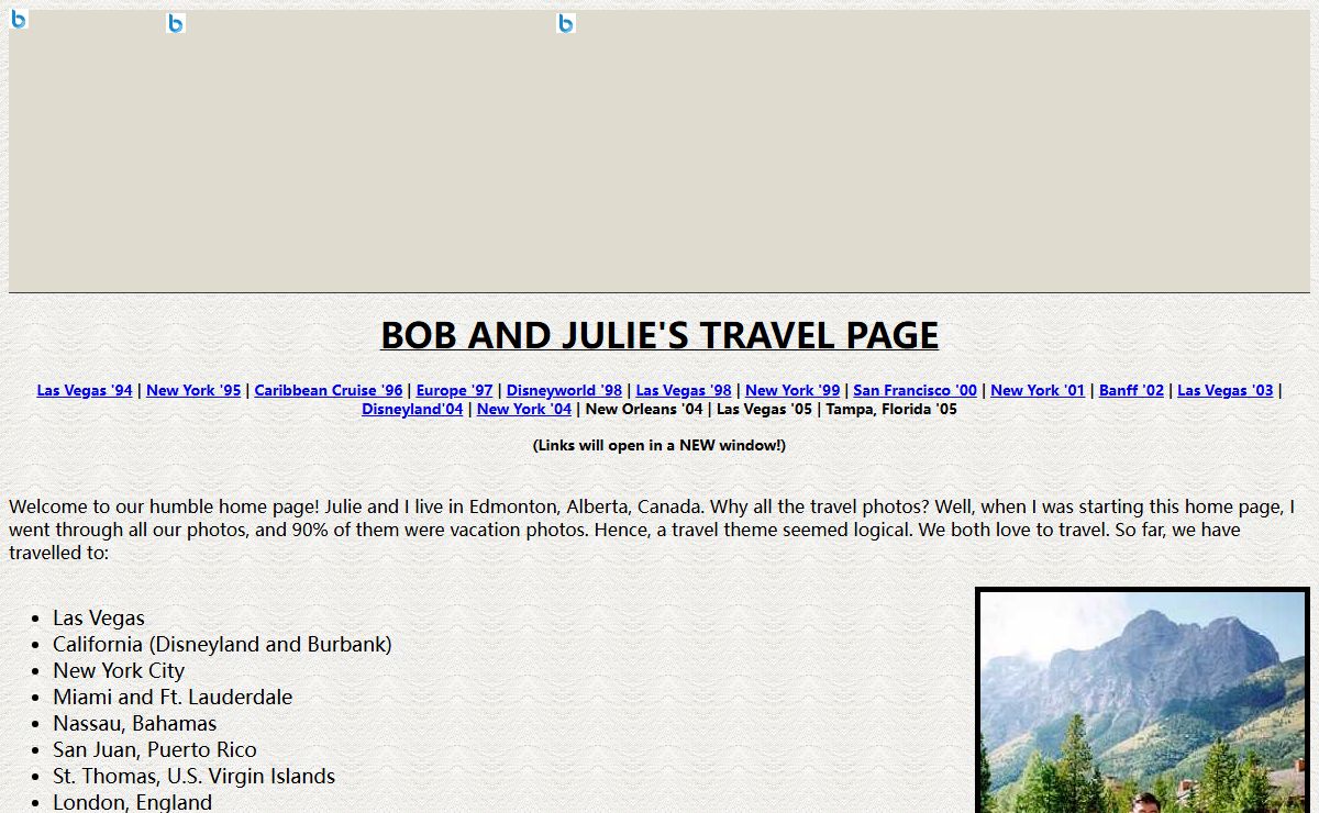 Bob and Julie's Travel Page