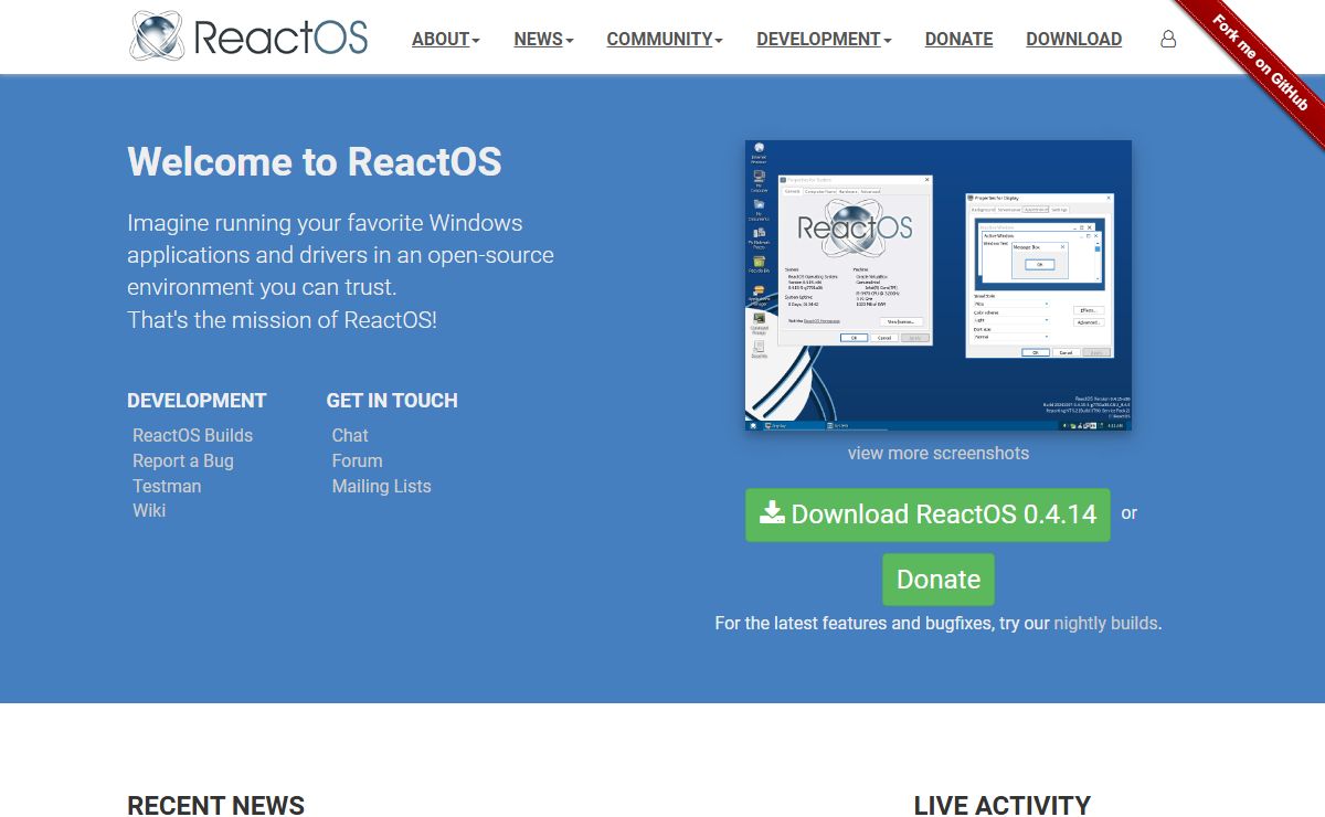 Front Page | ReactOS Project