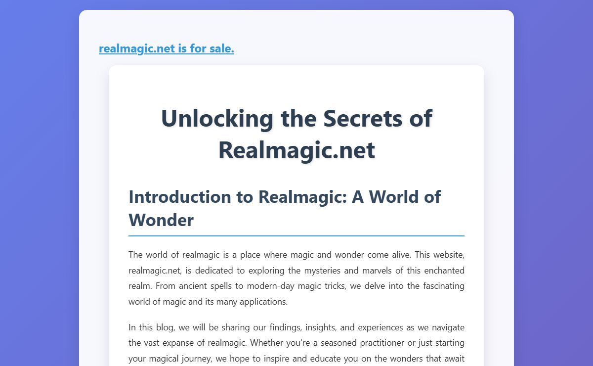 Unlocking the Secrets of Realmagic.net