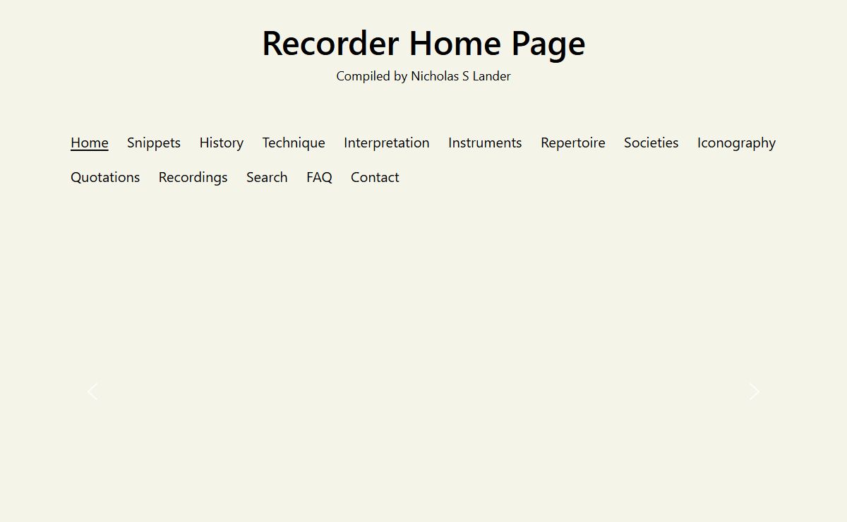 Recorder Home Page – Compiled by Nicholas S Lander