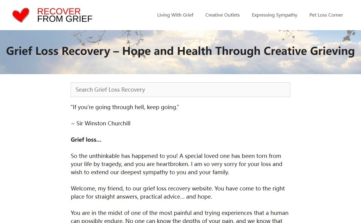 Grief Loss Recovery - Hope and Health Through Creative Grieving - Recover From Grief