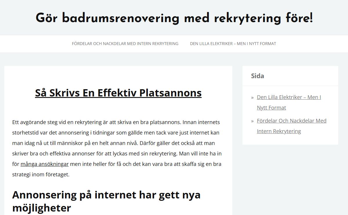 Rekryteringsföretag gör badrumsrenovering | Använder sig av flyttfirma