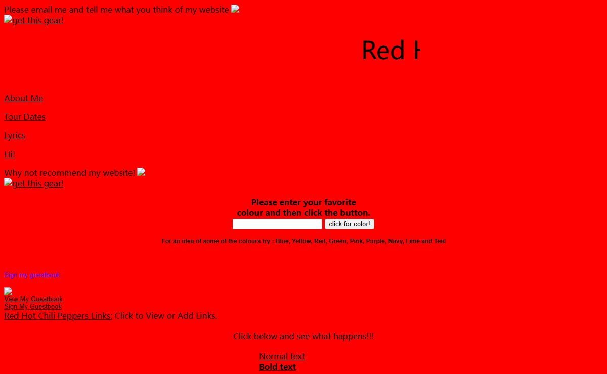 Main page where you access the rest of the site.